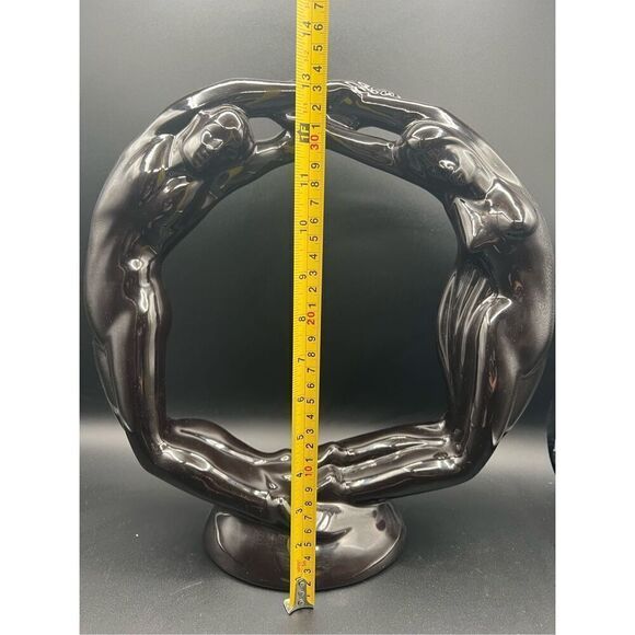 Haeger Pottery Couple Lovers Eternity Circle of Love Black Statue 1986 orig stic - Picture 7 of 7